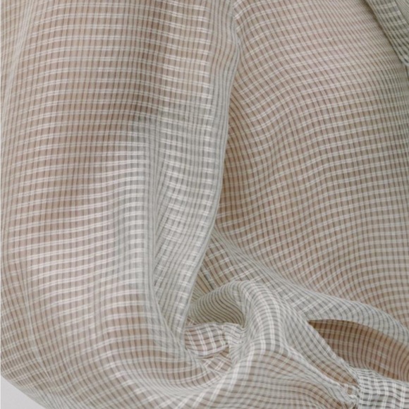 Zara Checkered Blouse with Bow - Gray and White - Picture 2 of 7